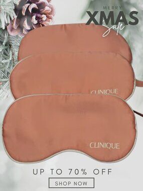 3 x Clinique Plush Pink Stain White Trim Eye Mask Sleep Eyemask Silky